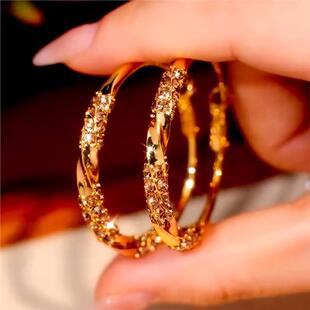 奥特莱斯折扣店撤柜正品 金色轻奢圆圈耳环925银针女配饰防过敏999