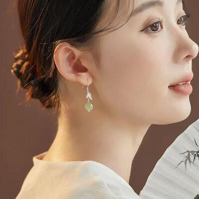 官方正品和田玉耳钩9999足银