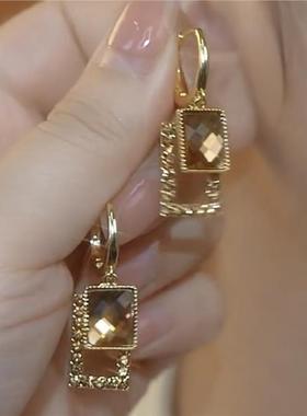 官方正品美拉德镀18.k金耳扣咖色9999纯银耳环高级感气质防过敏