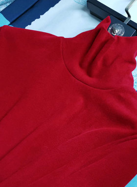 新品 加厚本命年大红色双面发热澳绒打底衫男高领内搭德绒长袖t恤