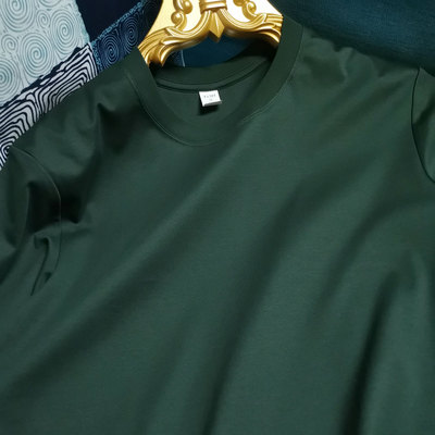 新品系列 春夏重磅210g双面液氨丝光棉短袖T恤男中厚纯棉中年商务