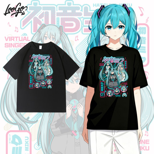 初音未来纯棉宽松短袖情侣T恤