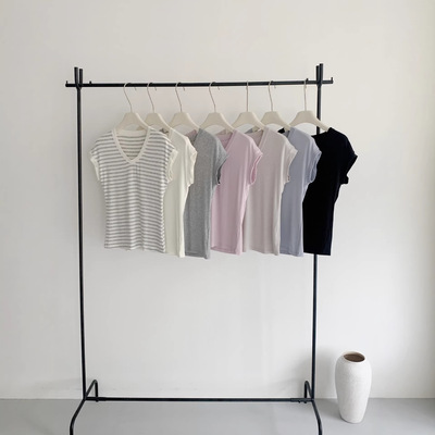 现货莫代尔桑蚕丝显瘦短袖T恤