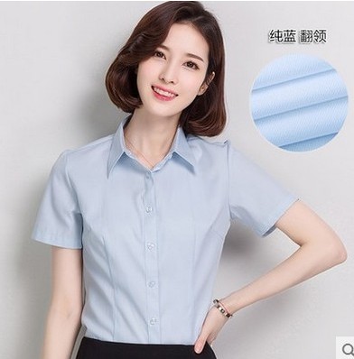 翻领大码修身短袖职业装工作服