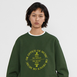 music office 厚实 系列醇绿运动套头卫衣 center