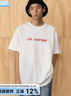 okcenter白红基础字authentic sanded dry 毛感宽松版型TEE