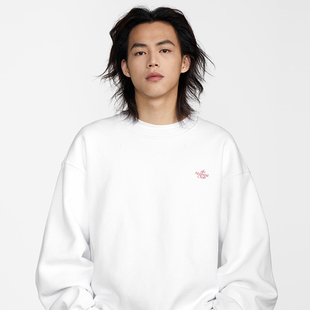 白墙色磨毛圆领套头卫衣 okcenter club nothing 保暖