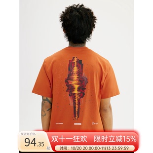 ok center 噪点音乐节2023 装置印花t恤 脏橘色