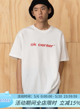 okcenter白红基础字authentic sanded dry 毛感宽松版型TEE