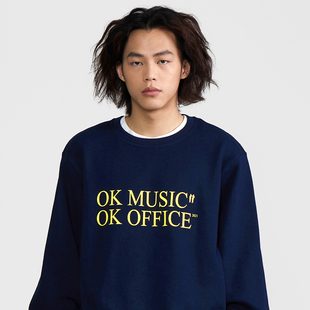 music office 厚实 系列藏蓝运动套头卫衣 center