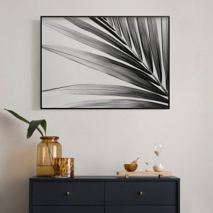 棕榈剪影客厅卧室沙发黑白植物民宿走廊装 饰画挂画艺术框油画壁画