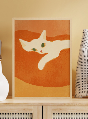 猫咪沙发背景墙挂画电表箱客厅装饰画卧室卡通壁画简约艺术油画