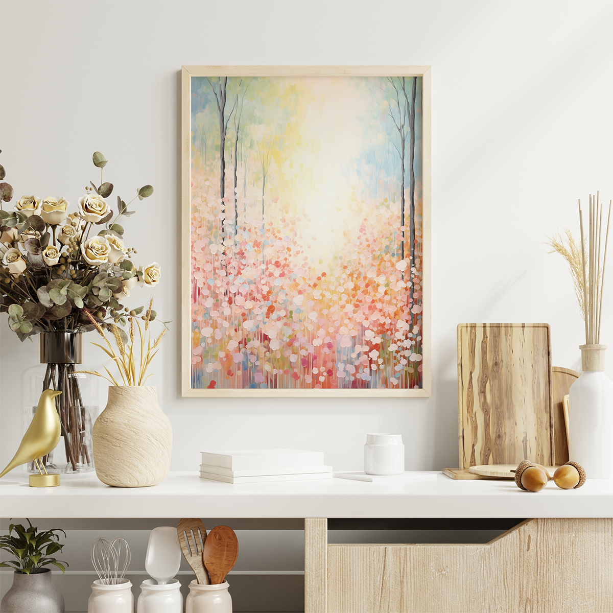春日斑斓客厅卧室沙发餐厅风景自然植物装饰画挂画艺术框油画壁画图片