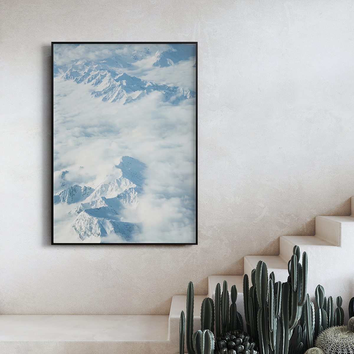 云海雪峰客厅卧室沙发自然风景民宿墙壁装饰画挂画艺术框油画壁画