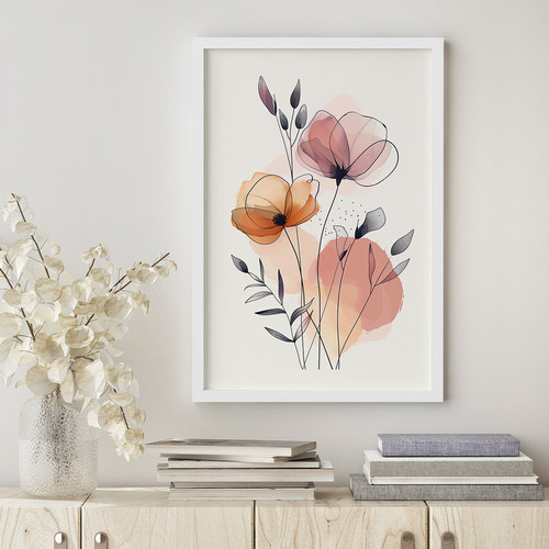 简约之花客厅卧室沙发墙壁幼儿园植物花卉装饰画挂画艺术油画壁画