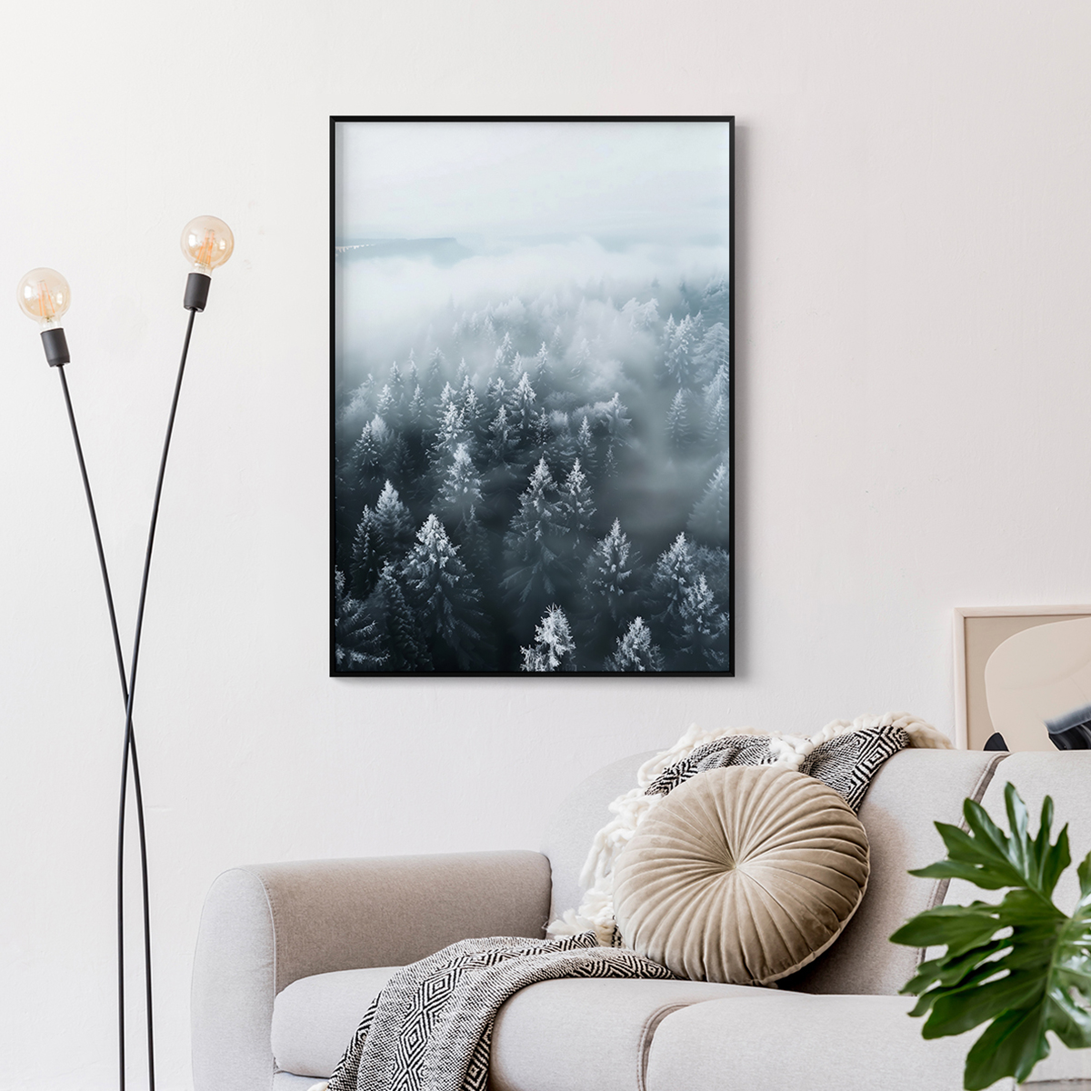 雾霭森林客厅卧室沙发餐厅风景自然植物装饰画挂画艺术框油画壁画图片