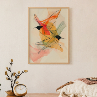 自由之翼客厅卧室沙发装 饰画挂画艺术框油画壁画玄关背景墙鸟抽象