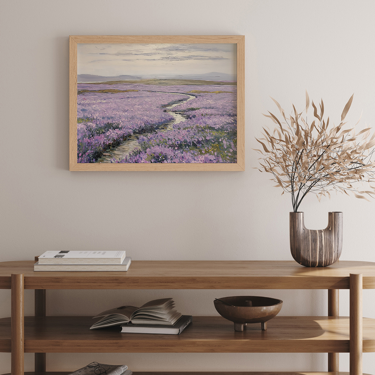 梦幻薰衣草田客厅卧室沙发风景自然花卉装饰画挂画艺术框油画壁画图片