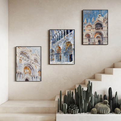 教堂客厅卧室沙发酒店宾馆民宿建筑北欧装饰画挂画艺术框油画壁画