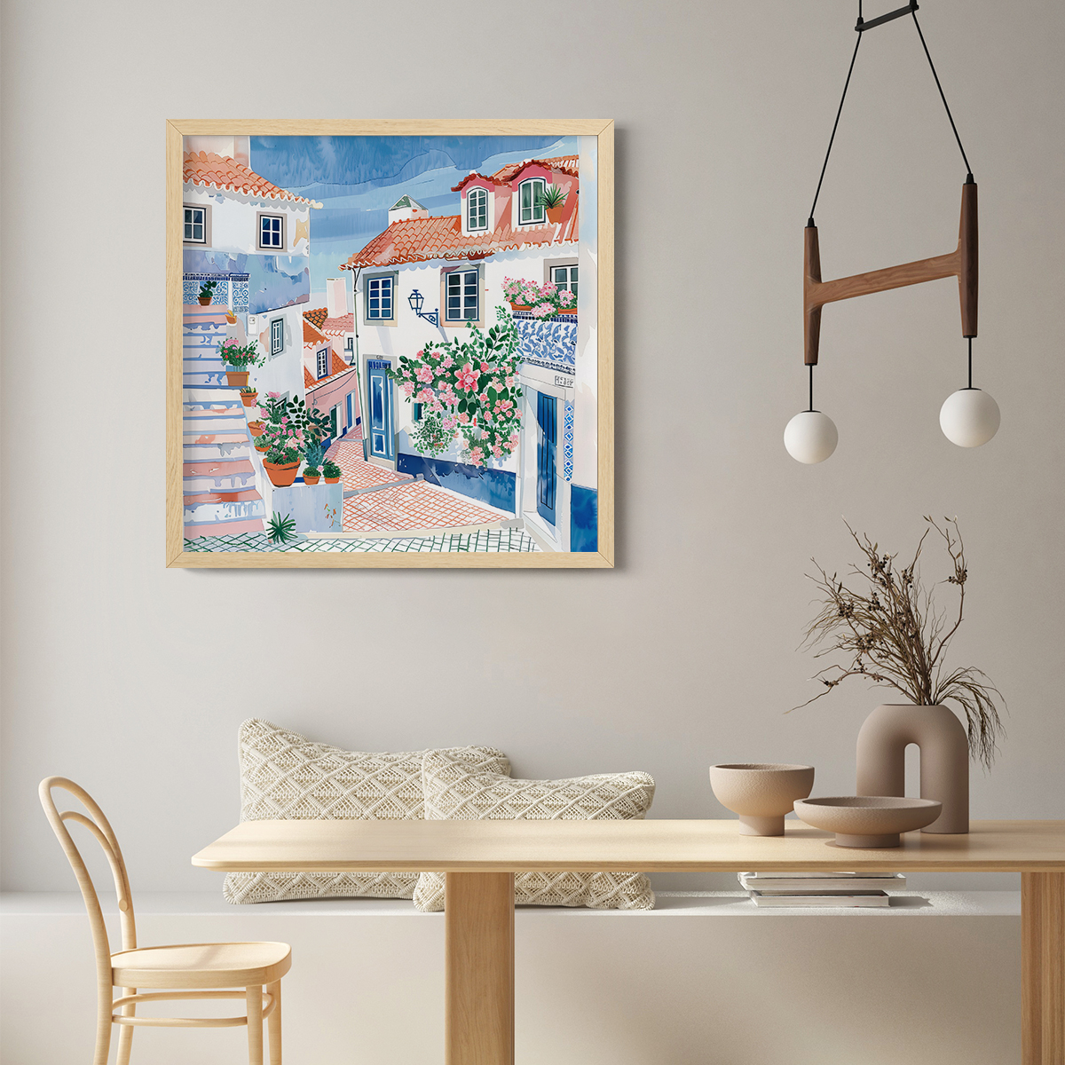 葡萄牙小镇客厅卧室沙发风景建筑文艺装饰画挂画艺术框油画壁画图片