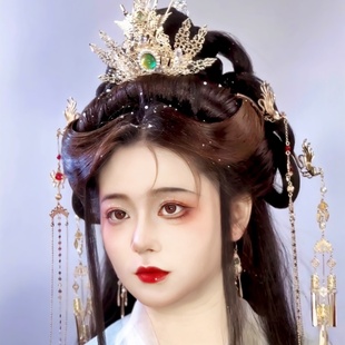 原创手工古风汉服头冠男女通用cos堕仙武侠华美复古长流苏发冠