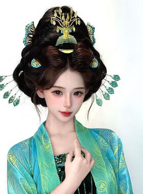 汉服归鸾松石鹿首冠发钗发梳全套古风装战国袍魏晋秦汉女百搭配饰