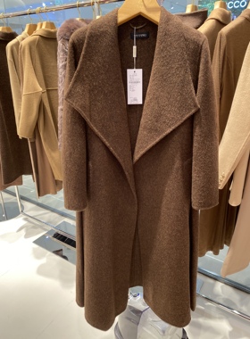 2025年马天奴商场同款正品羊毛骆驼绒大领系腰带大衣MHA052DNHP