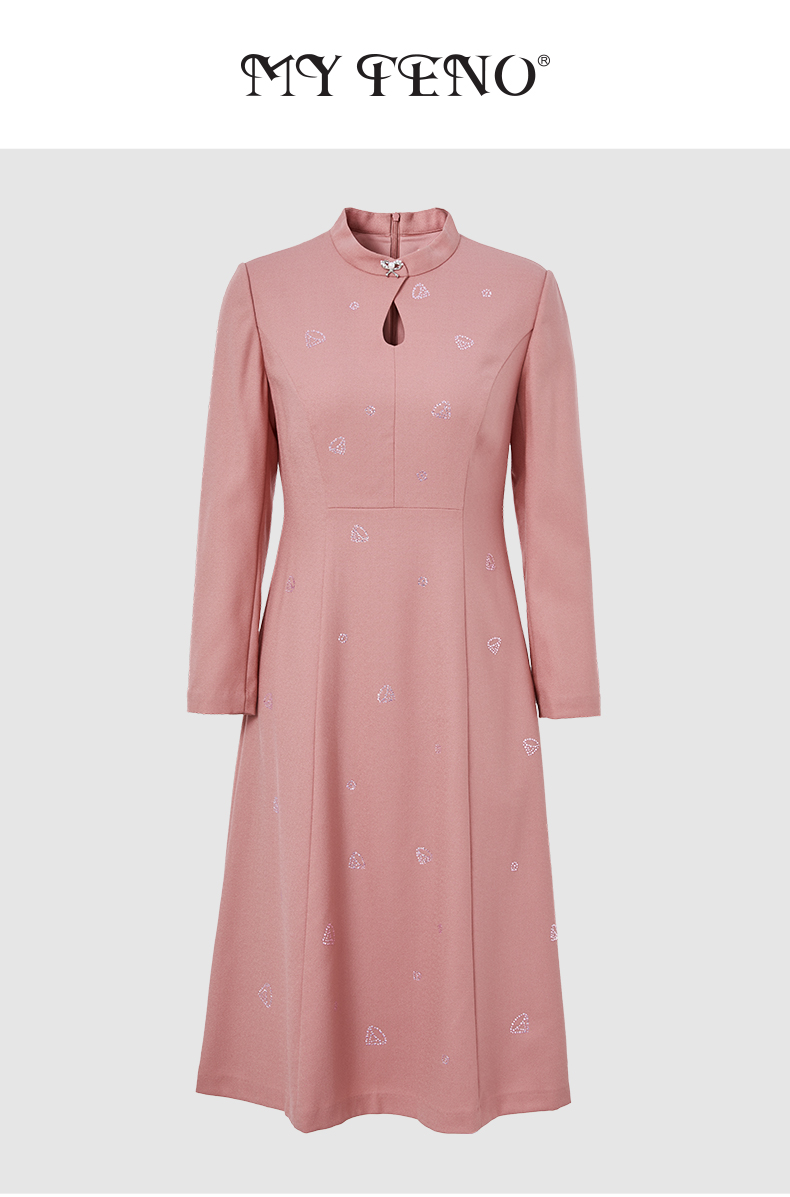 2024年马天奴商场专柜同款MYTENO纯羊毛水钻连衣裙MDA512DRX0