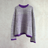 紫灰牦牛绒羊毛圆领横机针织毛衣套头衫 云芝元 新冬款 0201M