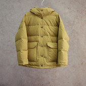云芝元 新冬款 进口日晒干黄色亚麻棉95白鹅绒连帽保暖羽绒服2403M