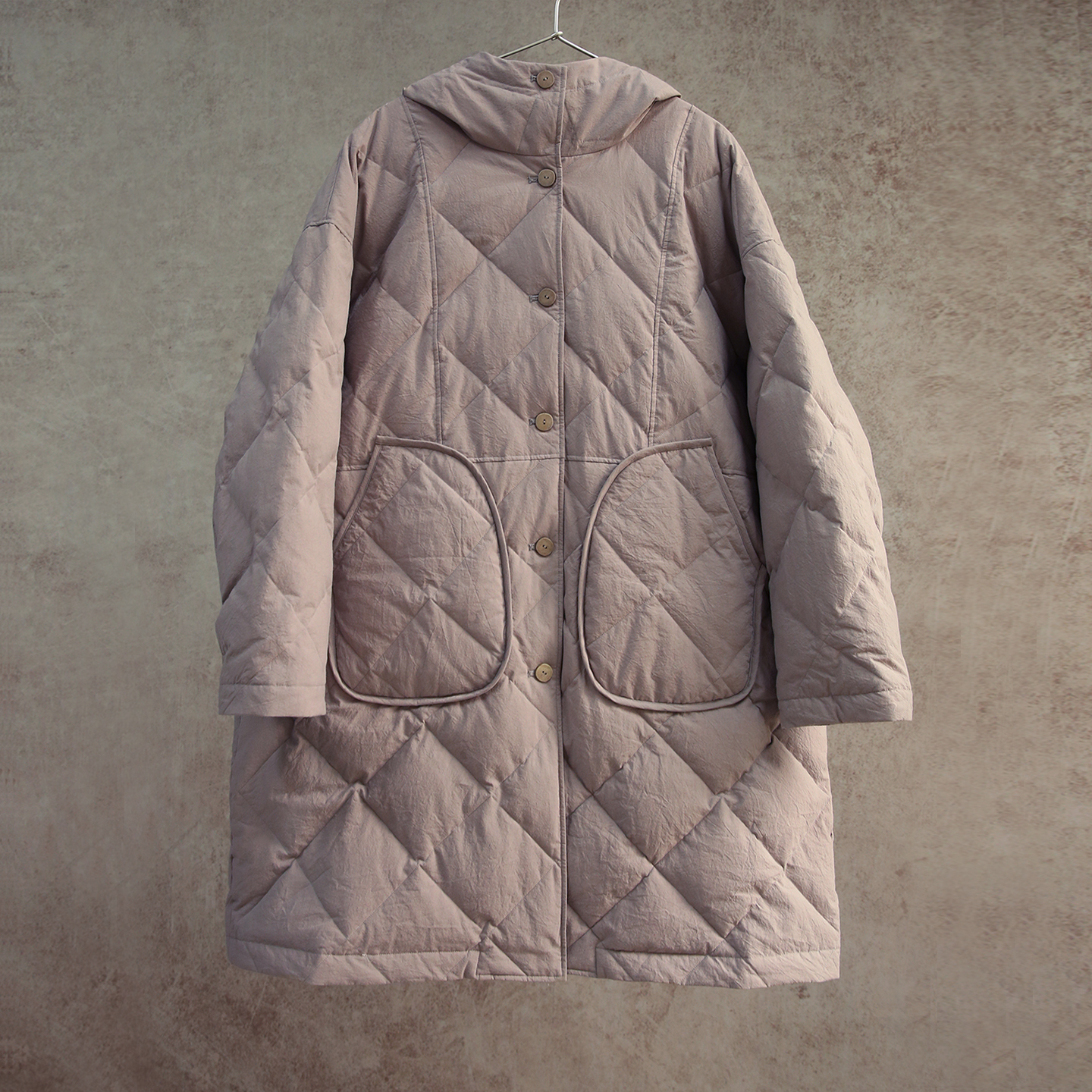 云芝元冬款进口纯棉日晒干灰紫连帽95白鹅绒中长羽绒服0203-M