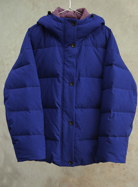 云芝元 新冬款进口纯棉日晒干深蓝色95白鹅绒连帽保暖羽绒服2701M