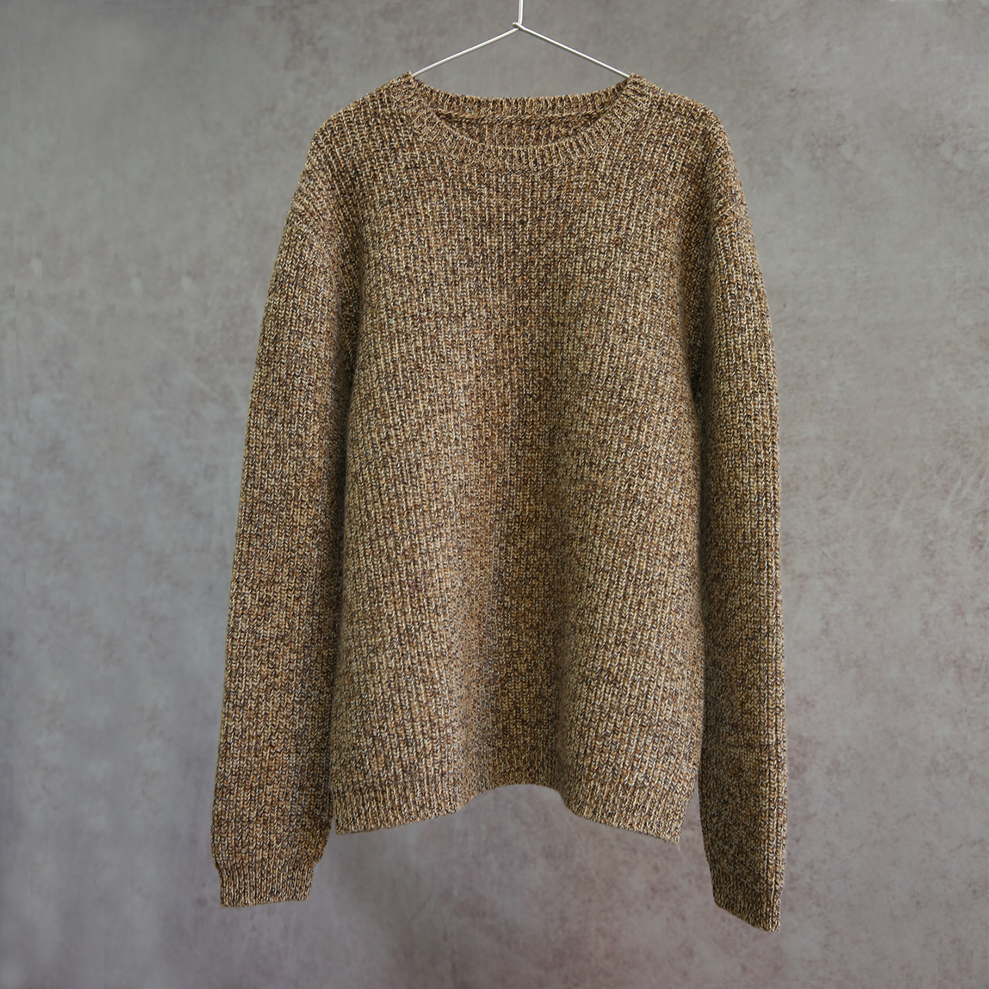 云芝元 新冬款纯羊毛花咖圆领套头横机针织男女同款毛衣外套1225M