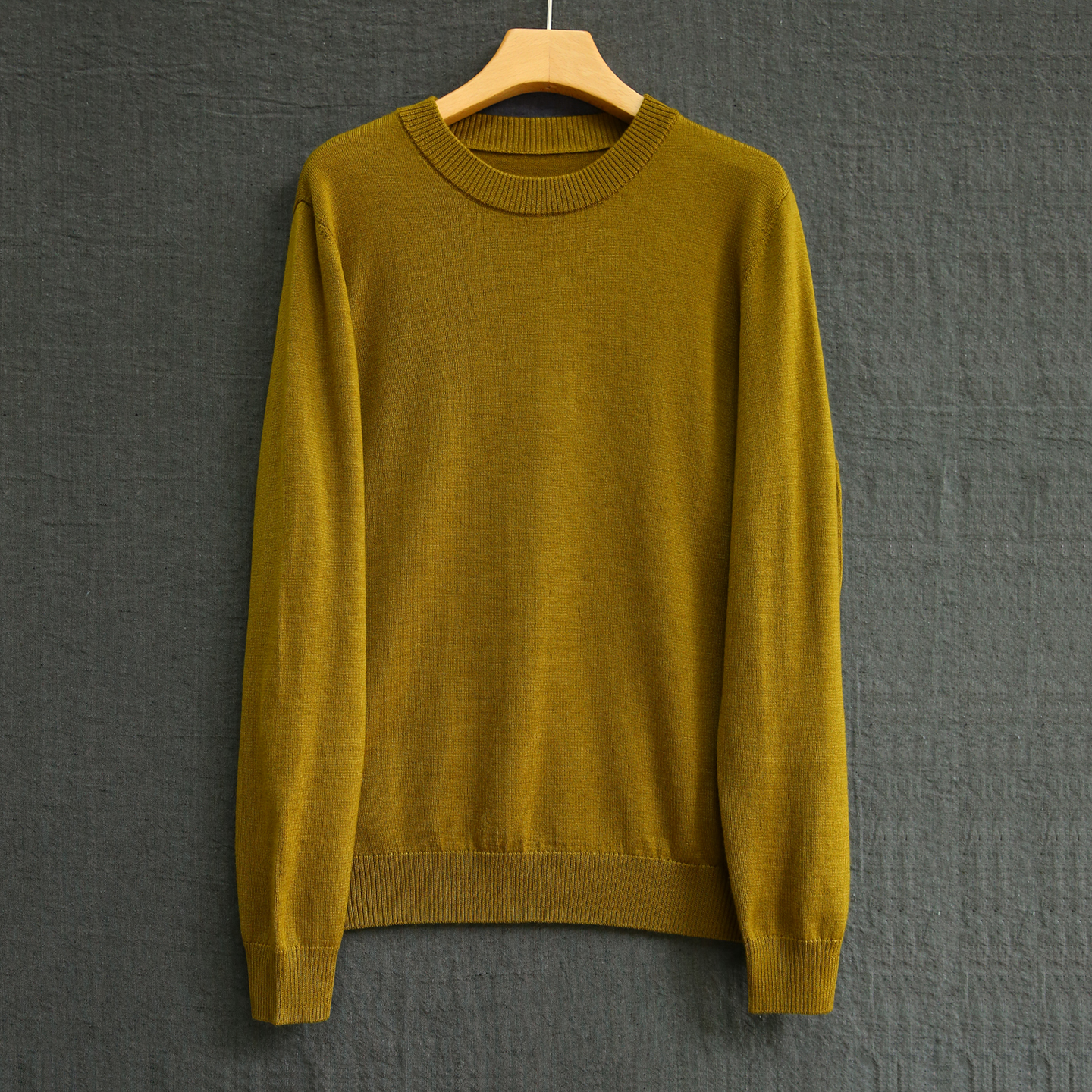 云芝元 德国扬子精纺姜黄色纯羊毛高圆领横机针织打底衫0225-M