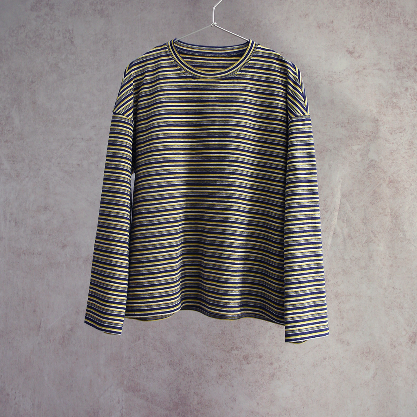 云芝元 设计师新冬款进口蓝黄条纹圆领有机棉长袖T恤2202-M,女装/女士精品,T恤,淘宝优惠券,粉丝福利购,淘宝优惠卷