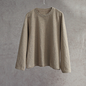 云芝元 T恤2203 设计师新冬款 进口咖白条纹圆领有机棉长袖