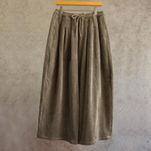 云芝元 2006 新冬款 进口日晒干灰咖色纯棉灯芯绒全松紧腰阔腿裤