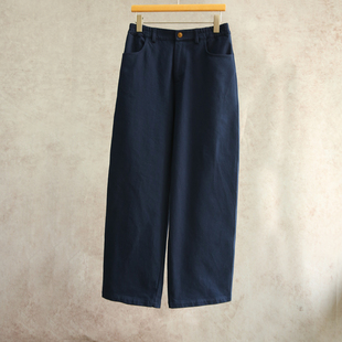 2502 彩牛藏蓝斜纹丝棉半松紧腰直筒裤 设计师新冬款 云芝元