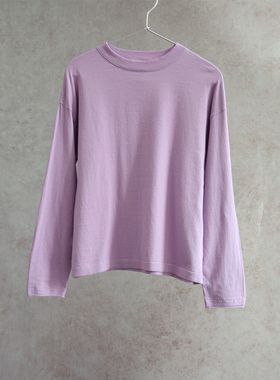 云芝元 冬款雾紫色纯棉圆领落肩高捻针织电脑横机休闲套头衫1317M