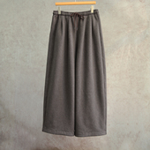 深花咖色牦牛绒抓绒针织全松紧腰阔腿裤 云芝元 设计师新冬款 2903M