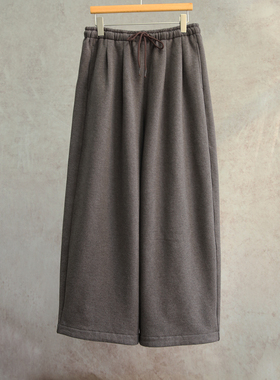 云芝元 设计师新冬款深花咖色牦牛绒抓绒针织全松紧腰阔腿裤2903M