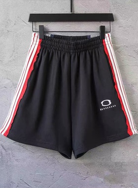 顶配版】巴黎风26ss新款双环刺绣拼接侧五杆拼色8B刺绣男女短裤潮