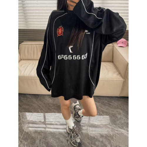 顶配版】巴黎风经典曼联狮子头刺绣LOGO纯棉长袖男女同款运动长Te