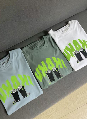 graniph 小熊猫ikaku 纯棉印花短袖T恤 男女同款都是大码 g2-2