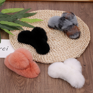 真獭兔毛大号发抓后脑勺抓夹网红新款 可爱毛绒头饰抓夹发饰夹子冬