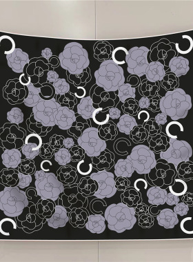 90cm黑白素色玫瑰字母C丝巾