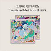 欧美新款 饰领巾 70cm双面同花异色仿真丝小方巾丝巾装