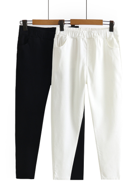 Y2208加肥特大码裤子女春280斤九分裤胖妹妹mm高腰弹力小脚显瘦