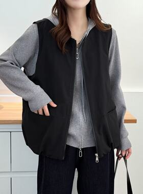 大码欧货个性百搭加棉马甲女春设计感宽松休闲轻薄棉夹棉外套