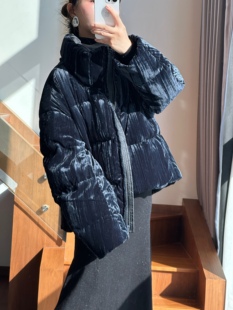 90%鹅绒 丝绒立领宽松面包服外套 抵御严寒加厚款